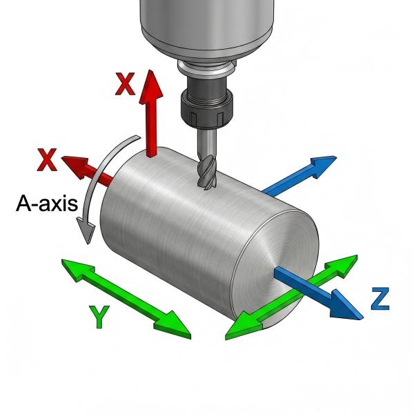 4-Axis coordinate system with A axis rotation