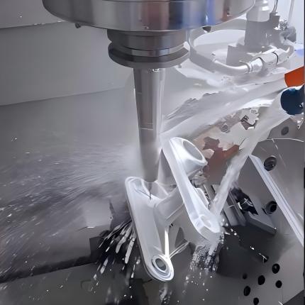 Advanced 5-axis CNC machining center milling a complex aluminum prototype part at GPT Precision