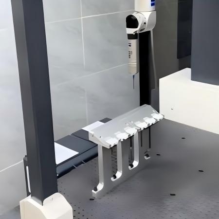 Precision measurement of CNC machined metal component using digital caliper and CMM inspection machine