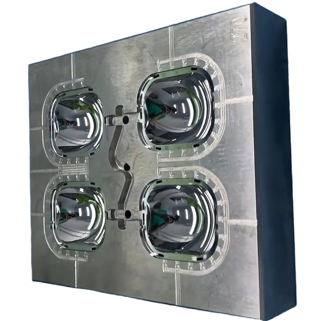 Mold plate with four polished cavities